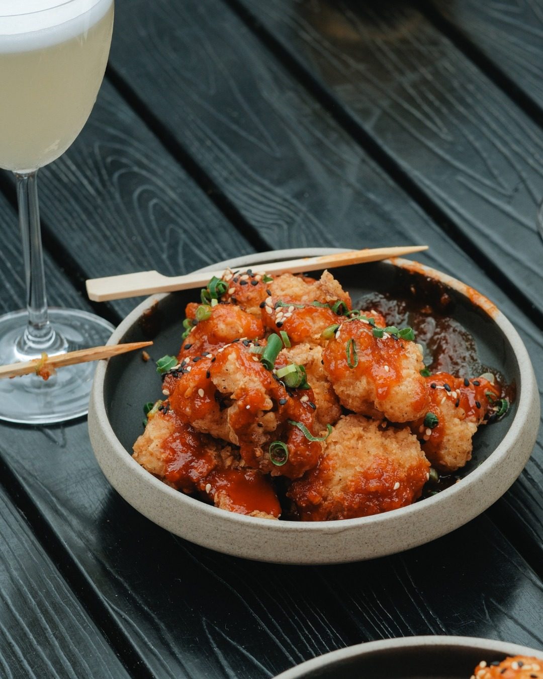 A bowl of Korean nuggets up close